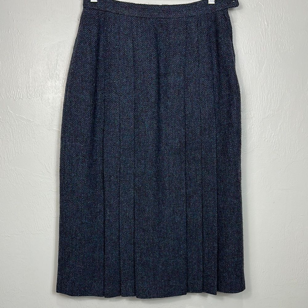 Brian Tucker Vintage Pure New Wool Midi Length Pleated Skirt Size 10